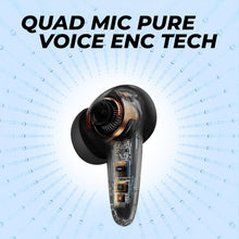 Load image into Gallery viewer, truke BTG Crystal True Wireless in Ear Buds with Dual Pairing, Spatial Audio Earbuds, 40ms Low Latency, 68H Playtime Fast Charge, HiFi DSP Sound, 4Mics ENC 13mm Driver, Bluetooth 5.4-Black