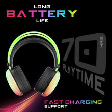 Load image into Gallery viewer, truke BTG Thunder Over the Ear Gaming Headphone with 70H of Playtime, 40mm Titanium Drivers, Dual Pairing Headset, Gaming Mode (40ms Latency) with RGB LEDs, Detachable Mic, BT 5.4