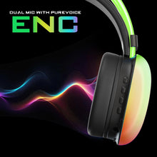 Load image into Gallery viewer, truke BTG Thunder Over the Ear Gaming Headphone with 70H of Playtime, 40mm Titanium Drivers, Dual Pairing Headset, Gaming Mode (40ms Latency) with RGB LEDs, Detachable Mic, BT 5.4