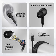 Load image into Gallery viewer, truke Bass 1 in-Ear Wired Earphones with Type-C Connector, 13mm Titanium Drivers, Deep High Bass, in-Line Music & Call Controls, Built-in Mic for Crystal Clear Calls, 1.2m Tangle-Free Cable