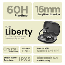Load image into Gallery viewer, truke Buds Liberty Open Ear Wireless Earbuds with 360Spatial™ Audio Experience, 16mm Beryllium Speaker, 60H Playtime, Quad Mic for Crystal-Clear Calls, Fast Charging, BT5.4