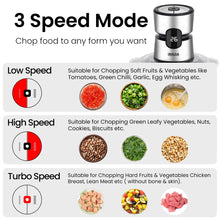 Load image into Gallery viewer, INALSA Bullet Inox SS Electric Chopper|Digital Display|500W Powerful Motor|2L 304 Stainless Steel Processing Bowl|4Layer SS Blades With Spatula|High-Performance Chopping