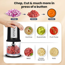 Load image into Gallery viewer, INALSA Electric Chopper Bullet-400 Watts with 100% Pure Copper Motor|Fast Chopping| Twin Blade Technology|0.5 l Capacity| One Touch Operation, 1.30mtr Long Power Cord
