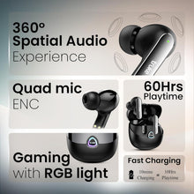 Load image into Gallery viewer, truke Buds F1 Ultra True Wireless in Ear Earbuds Spatial Audio Experience, 60H Playtime Ear Buds, Quad Mics Crystal-Clear Calls, Fast Charging, Bluetooth 5.3, Noise Cancellation, Gaming Mode
