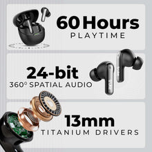 Load image into Gallery viewer, truke New Launch Mega 7 True Wireless in-Ear Earbuds w/ 24-Bit 360 Spatial Audio, 60H Playtime & Fast Charging Buds, Dual Pairing, 40ms Low Latency TWS, 4-Mic ENC, Made in India