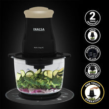 Load image into Gallery viewer, INALSA Electric Chopper for Kitchen & Meat Grinder|1.5L Capacity|Unbreakable Bowl|400W Motor|Stainless Steel Double Layer Chopping Blade & Whisking Blade|Chop,Mince&Whisk