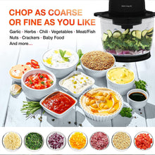 Load image into Gallery viewer, INALSA Electric Chopper for Kitchen & Meat Grinder|1.5L Capacity|Unbreakable Bowl|400W Motor|Stainless Steel Double Layer Chopping Blade & Whisking Blade|Chop,Mince&Whisk