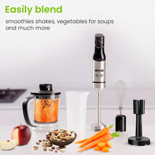 Load image into Gallery viewer, INALSA Robot Inox Hand Blender 1500 W|Silent DC Copper Motor|European Stepless Variable Speed Design| X.Large 1L Chopper|Unique Potato Masher| Detachable| Stainless Steel-Robot INOX 1500 StepUp