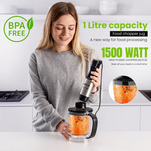 Load image into Gallery viewer, INALSA Robot Inox Hand Blender 1500 W|Silent DC Copper Motor|European Stepless Variable Speed Design| X.Large 1L Chopper|Unique Potato Masher| Detachable| Stainless Steel-Robot INOX 1500 StepUp