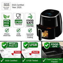 Load image into Gallery viewer, INALSA Non-Toxic Ceramic Coated Air fryer 5.5 L & 1600 W Power|No PTFE, PFAS, PFOA & Microplastics|Visible Window|Digital Touch Panel,8 Presets|Low Oil Healthy Cooking, Tasty Fry CDW 5.5