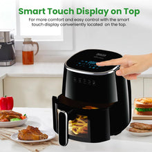Load image into Gallery viewer, INALSA Non-Toxic Ceramic Coated Air fryer 5.5 L & 1600 W Power|No PTFE, PFAS, PFOA & Microplastics|Visible Window|Digital Touch Panel,8 Presets|Low Oil Healthy Cooking, Tasty Fry CDW 5.5