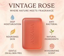 Load image into Gallery viewer, Ankaha Luxury Soap | VINTAGE ROSE | Rose, Geranium, Mint, Coconut Oil, Glycerin|Ayurvedic Handmade Organic Bath Soap|Scented Soap For Smooth & Soft Skin| 125g x 2 (V)