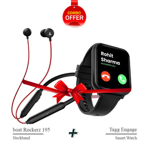 Combo - boat Rockerz 195 Neckband + Tagg Engage II Smartwatch