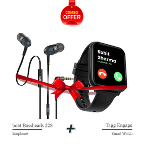 Combo - boat Bassheads 228 Earphones + Tagg Engage II Smartwatch