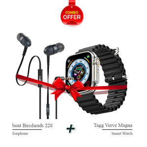 Combo - boat Bassheads 228 Earphones + Tagg Verve Magna Smartwatch