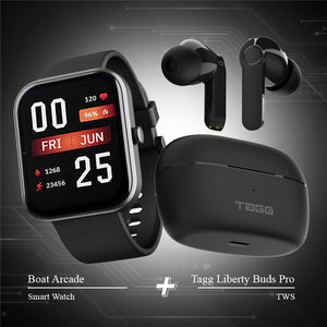 Combo - Boat Wave Arcade Smartwatch +  Tagg Liberty buds Pro Earbuds