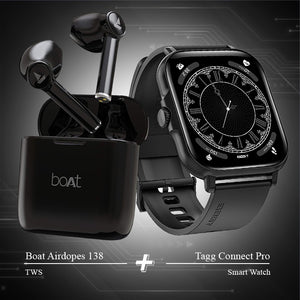 Combo - Boat Airdopes 138 Earbuds + Tagg Connect Pro Smartwatch