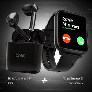 Combo - Boat Airdopes 138 Earbuds + Tagg Engage II Smartwatch