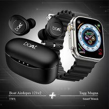 Load image into Gallery viewer, Combo - Boat Airdopes 121v2 Earbuds + Tagg Verve Magna Smartwatch
