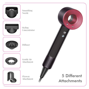 XEMPT 1400W BLAZE SUPERSONIC HAIR DRYER, BRUSHLESS| 5 MAGNETIC ATTACHMENTS| MICRO PROCESSOR Hair Dryer