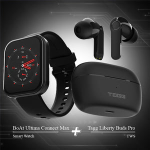 Combo - boAt Ultima Connect Max Smartwatch + Tagg Liberty buds Pro Earbuds