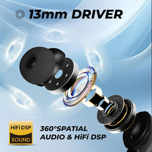 truke BTG Crystal True Wireless in Ear Buds with Dual Pairing, Spatial Audio Earbuds, 40ms Low Latency, 68H Playtime Fast Charge, HiFi DSP Sound, 4Mics ENC 13mm Driver, Bluetooth 5.4-Black