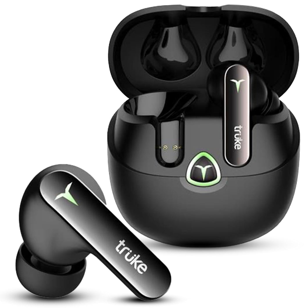 truke New Launch BTG Flex True Wireless in Ear Earbuds, Dual Pairing Ear Buds, 40ms Low Latency Gaming Mode, 60H Playtime Fast Charging, HiFi DSP Sound, Quad-Mic ENC, 13mm Driver,Bluetooth 5.4