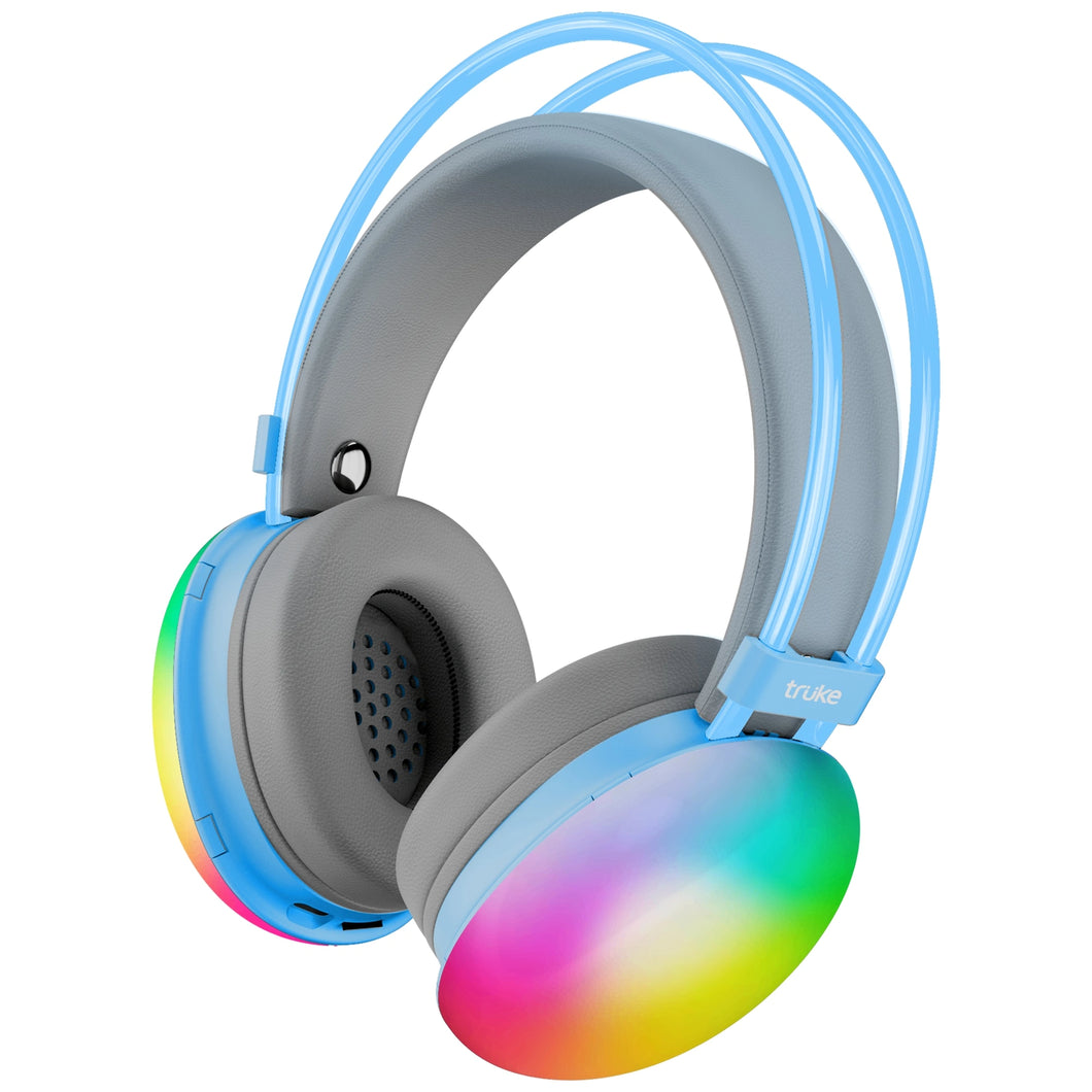 truke BTG Thunder Over the Ear Gaming Headphone with 70H of Playtime, 40mm Titanium Drivers, Dual Pairing Headset, Gaming Mode (40ms Latency) with RGB LEDs, Detachable Mic, BT 5.4