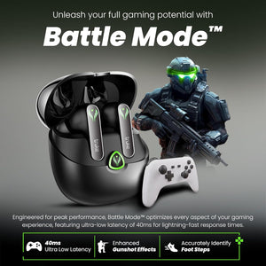 truke BTG Ultra True Wireless in Ear Earbuds, 40ms Ultra Low Latency Battle Mode™ Gaming Ear Buds, 60H Playtime, Quad Mics Crystal-Clear Calls, Fast Charging, BT 5.4, Noise Cancellation