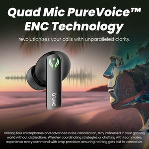 truke BTG Ultra True Wireless in Ear Earbuds, 40ms Ultra Low Latency Battle Mode™ Gaming Ear Buds, 60H Playtime, Quad Mics Crystal-Clear Calls, Fast Charging, BT 5.4, Noise Cancellation