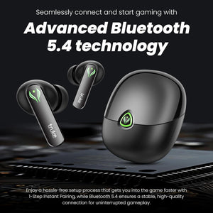 truke BTG Ultra True Wireless in Ear Earbuds, 40ms Ultra Low Latency Battle Mode™ Gaming Ear Buds, 60H Playtime, Quad Mics Crystal-Clear Calls, Fast Charging, BT 5.4, Noise Cancellation