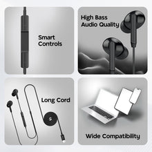 Load image into Gallery viewer, truke Bass 1 in-Ear Wired Earphones with Type-C Connector, 13mm Titanium Drivers, Deep High Bass, in-Line Music &amp; Call Controls, Built-in Mic for Crystal Clear Calls, 1.2m Tangle-Free Cable
