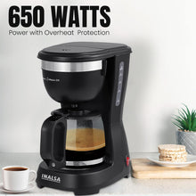 Load image into Gallery viewer, INALSA 6 Cups 650-Watt Coffee Maker with Anti Drip &amp; Keep Warm Function|Overheat Protection|See Through 680 ML Carafe|630 ML Water Tank Capacity|Reusable Coffee Filter(Brew Matic DX)
