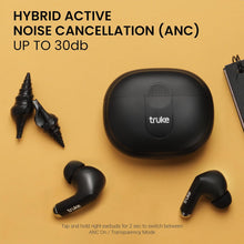 Load image into Gallery viewer, truke Buds A1 True Wireless in Ear Earbuds with 30dB Hybrid ANC, 48H Playtime, Quad-Mics with ENC, 3+1 EQ Modes, Fast Charging, Gaming Mode, Instant Pairing, AAC Codec, BT 5.3
