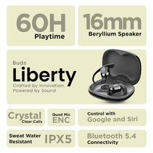 Load image into Gallery viewer, truke Buds Liberty Open Ear Wireless Earbuds with 360Spatial™ Audio Experience, 16mm Beryllium Speaker, 60H Playtime, Quad Mic for Crystal-Clear Calls, Fast Charging, BT5.4
