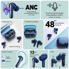 Load image into Gallery viewer, truke Buds Vibe True Wireless in Ear Earbuds with 35dB Real ANC + Quad Mic ENC, 13mm Big Speaker, 4 EQ Modes, 48H Playtime, Fast Charge, 40ms Low Latency, AAC Codec, BT 5.3, IPX5
