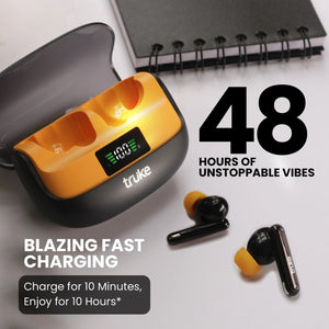 truke Buds Vibe True Wireless in Ear Earbuds with 35dB Real ANC + Quad Mic ENC, 13mm Big Speaker, 4 EQ Modes, 48H Playtime, Fast Charge, 40ms Low Latency, AAC Codec, BT 5.3, IPX5