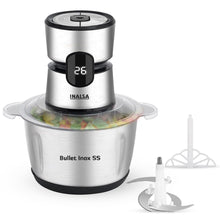 Load image into Gallery viewer, INALSA Bullet Inox SS Electric Chopper|Digital Display|500W Powerful Motor|2L 304 Stainless Steel Processing Bowl|4Layer SS Blades With Spatula|High-Performance Chopping

