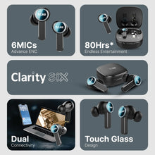 Load image into Gallery viewer, Clarity 6 with 80Hr Battery, 6Mic Adv.ENC, Dual Connectivity, Touch Glass, 5.3v
