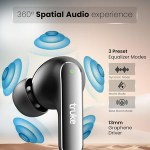 truke Buds F1 Ultra True Wireless in Ear Earbuds Spatial Audio Experience, 60H Playtime Ear Buds, Quad Mics Crystal-Clear Calls, Fast Charging, Bluetooth 5.3, Noise Cancellation, Gaming Mode