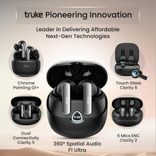 Load image into Gallery viewer, truke Buds F1 Ultra True Wireless in Ear Earbuds Spatial Audio Experience, 60H Playtime Ear Buds, Quad Mics Crystal-Clear Calls, Fast Charging, Bluetooth 5.3, Noise Cancellation, Gaming Mode
