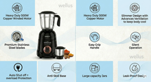 Load image into Gallery viewer, Wellus Eco 500W A-032 Powerful Mixer Juicer 2 Jar
