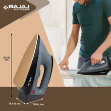 Load image into Gallery viewer, Bajaj Herculo Heavy Weight Dry Iron | 1100 Watts Heavy Weight Dry Iron | Duraglide Soleplate | Anti-Bacterial &amp; Non-Stick Coating | 360 Degree Swivel Cord | 2-Yrs Warranty Black &amp; Grey, Aluminium
