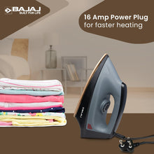 Load image into Gallery viewer, Bajaj Herculo Heavy Weight Dry Iron | 1100 Watts Heavy Weight Dry Iron | Duraglide Soleplate | Anti-Bacterial &amp; Non-Stick Coating | 360 Degree Swivel Cord | 2-Yrs Warranty Black &amp; Grey, Aluminium
