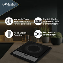 Load image into Gallery viewer, Bajaj ICX 160TS Neo Induction Stove | 1600 Watts | 9 Pre-Set Menus | Digital Display | Keep Warm Function | Variable Time, Power &amp; Temperature Selection | 1 Yr Warranty
