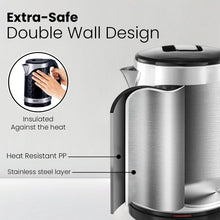 Load image into Gallery viewer, INALSA Double Wall Kettle Prism BK|1.8 Ltr| 1500W |Diamond Cut Design |Stainless Steel Inner Body |Cool touch outer body |Wider mouth| Boil Dry Protection &amp; Auto-Shut Off
