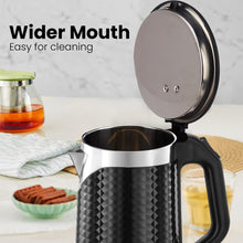 Load image into Gallery viewer, INALSA Double Wall Kettle Prism BK|1.8 Ltr| 1500W |Diamond Cut Design |Stainless Steel Inner Body |Cool touch outer body |Wider mouth| Boil Dry Protection &amp; Auto-Shut Off
