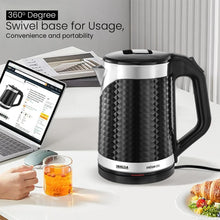 Load image into Gallery viewer, INALSA Double Wall Kettle Prism BK|1.8 Ltr| 1500W |Diamond Cut Design |Stainless Steel Inner Body |Cool touch outer body |Wider mouth| Boil Dry Protection &amp; Auto-Shut Off
