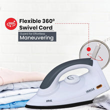 Load image into Gallery viewer, INALSA Electric Opal 1000 Watt Dry Iron For Clothes With Non-Stick Soleplate Coating|Variable Temperature Control|360° Swivel Control|ON/OFF Thermostat Indicator
