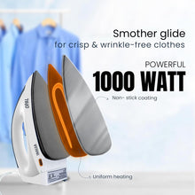 Load image into Gallery viewer, INALSA Electric Opal 1000 Watt Dry Iron For Clothes With Non-Stick Soleplate Coating|Variable Temperature Control|360° Swivel Control|ON/OFF Thermostat Indicator
